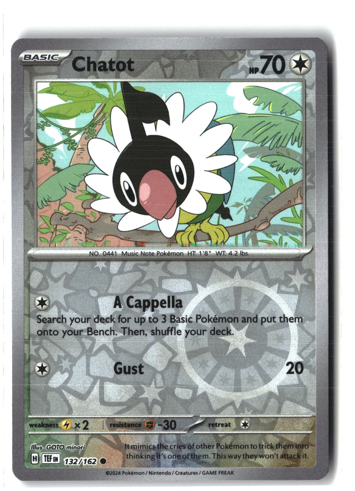 Chatot Reverse Holofoil NM (Temporal Forces 132/162)