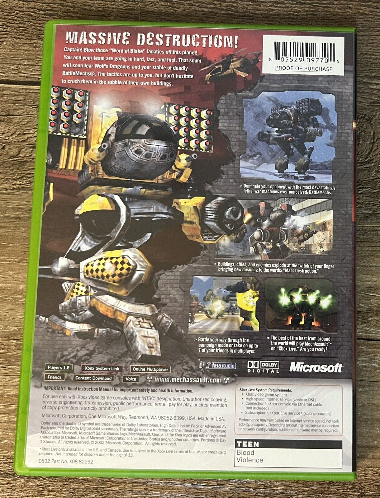 MechAssault (Microsoft Xbox, 2002) Complete