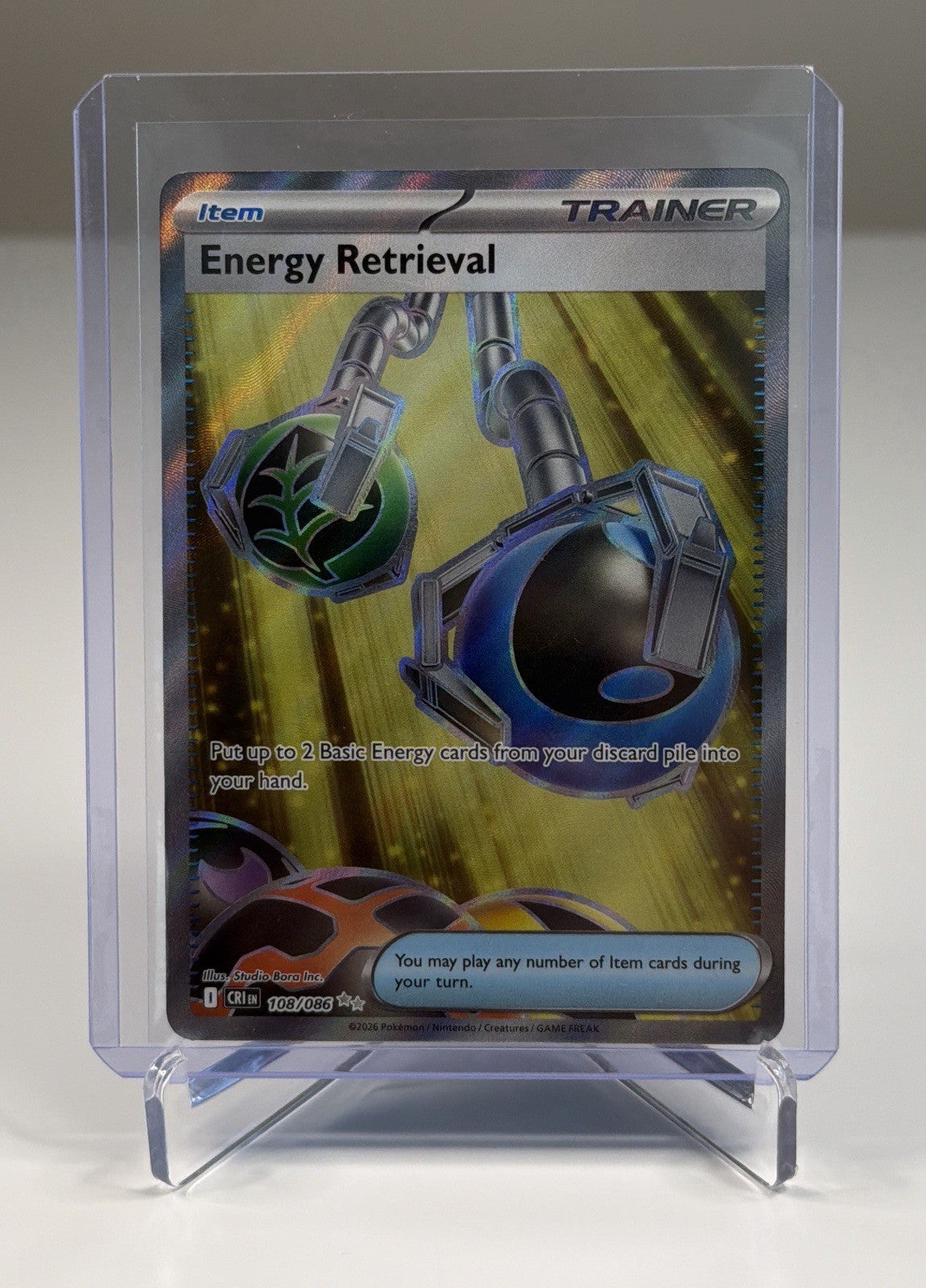 Energy Retrieval 108/086 Me04: Chaos Rising Holo Pokemon TCG NM Near Mint