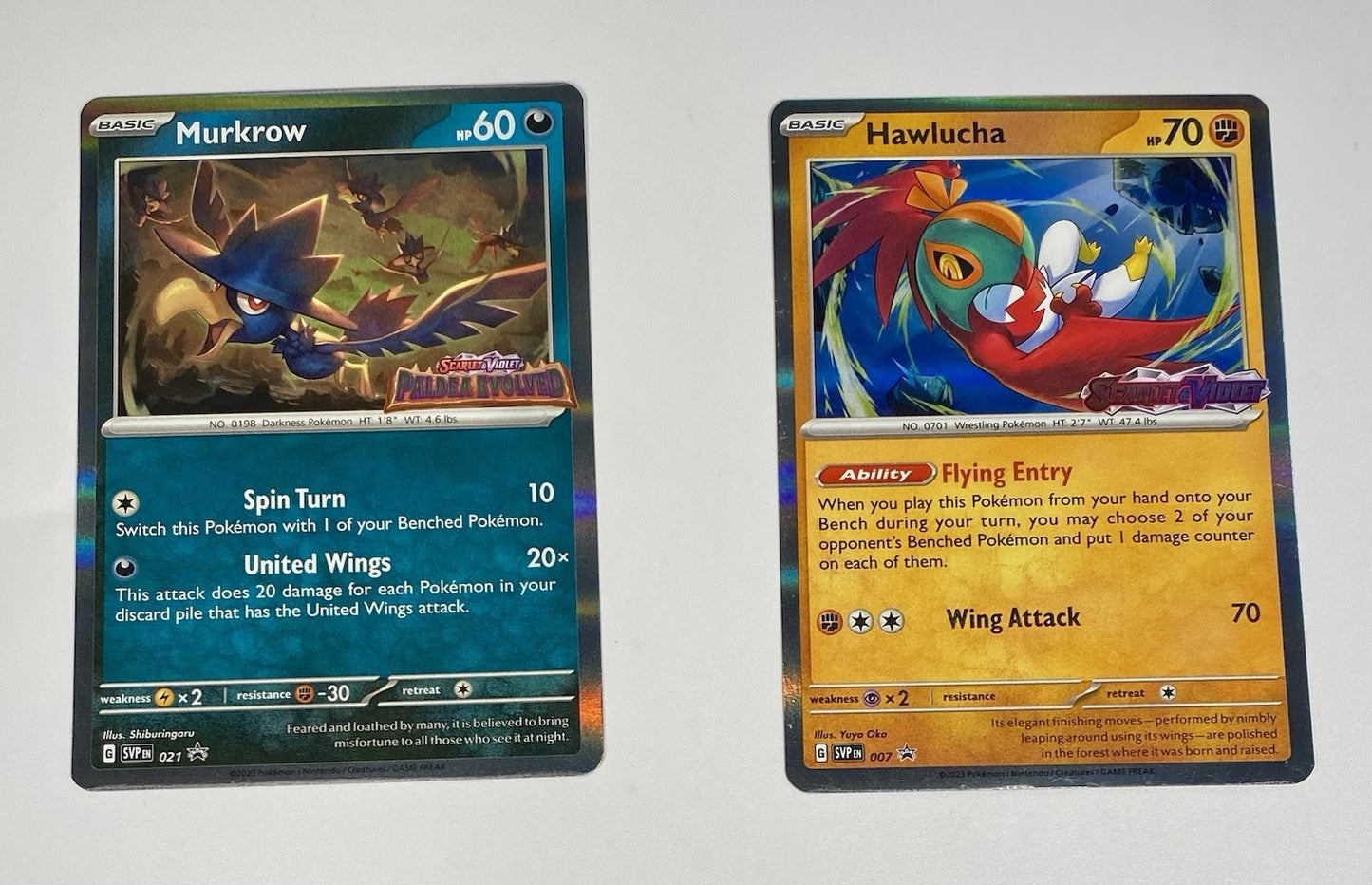 Pokémon Black Star Scarlet Violet & Paldea Evolved Promos Hawlucha 7 Murkrow 21