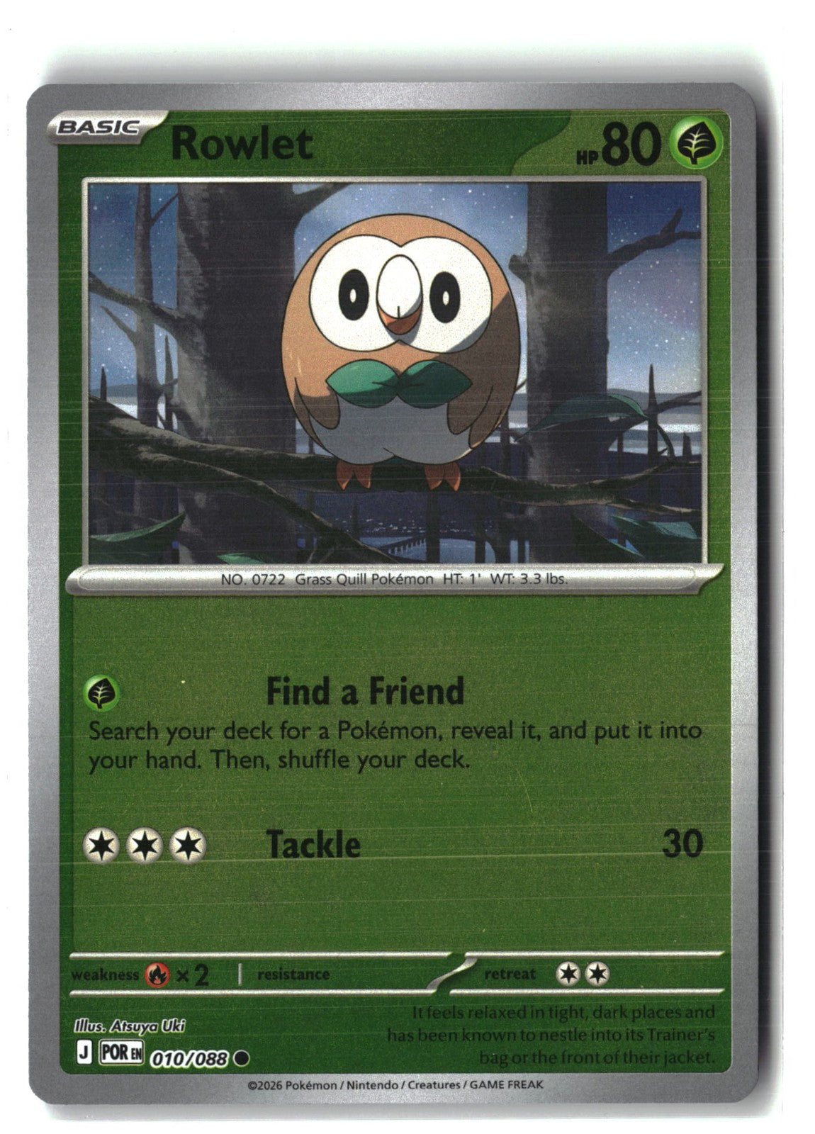 Rowlet Reverse Holofoil NM (Perfect Order 010/088)