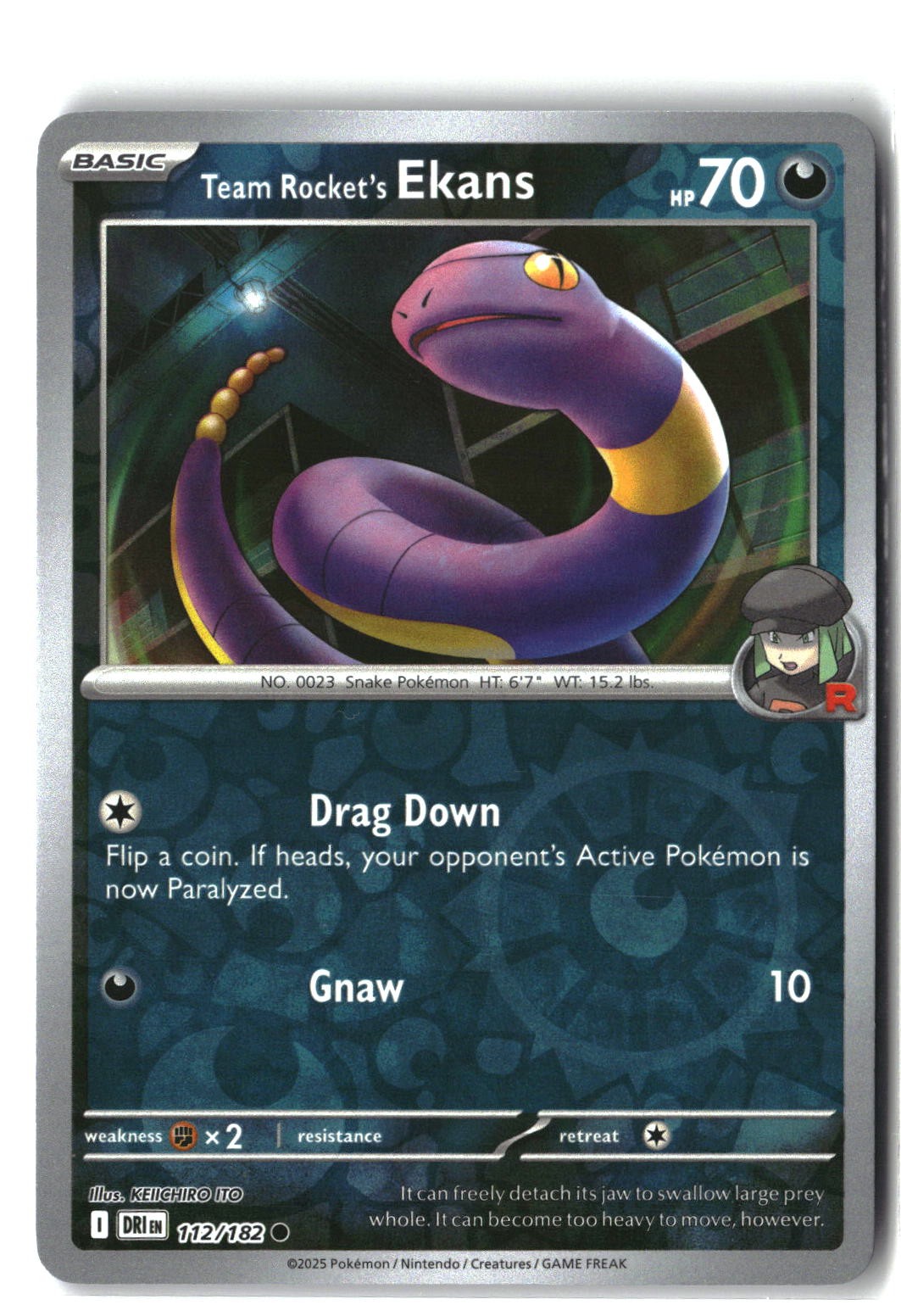 Team Rocket's Ekans Reverse Holofoil NM (Destined Rivals 112/182)