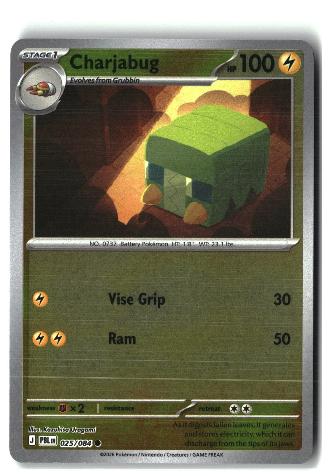 Charjabug Reverse Holofoil NM (Pitch Black 025/084)