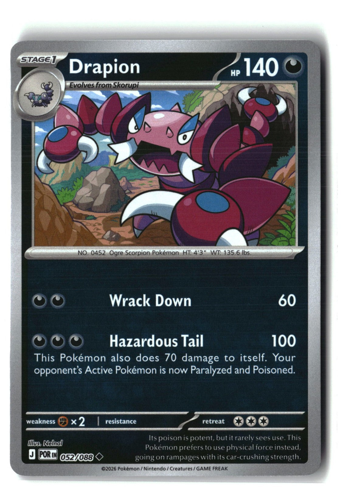 Drapion Reverse Holofoil NM (Perfect Order 052/088)
