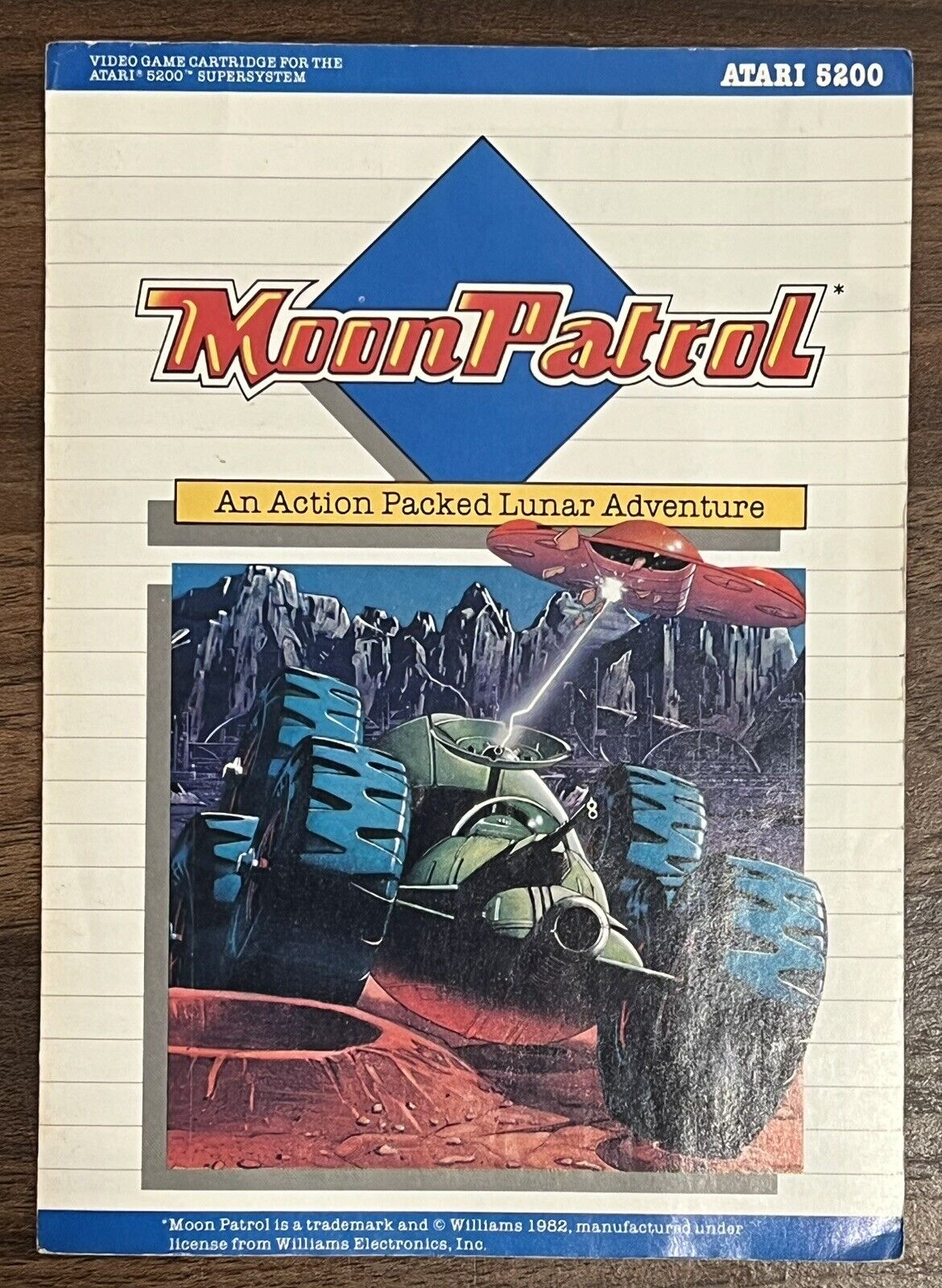 Atari 5200 Moon Patrol Video Game Cartridge & Manual 1983 Tested!