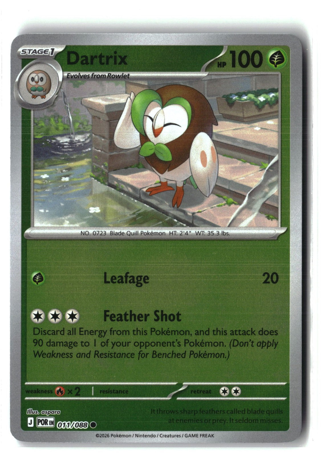 Dartrix Reverse Holofoil NM (Perfect Order 011/088)