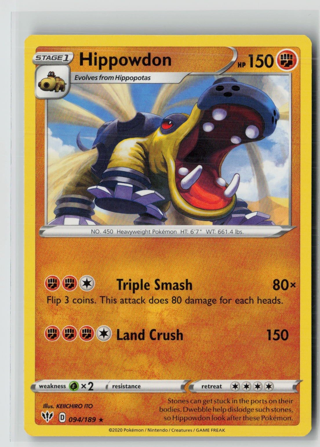 Hippowdon (SWSH03: Darkness Ablaze 094/189) NM