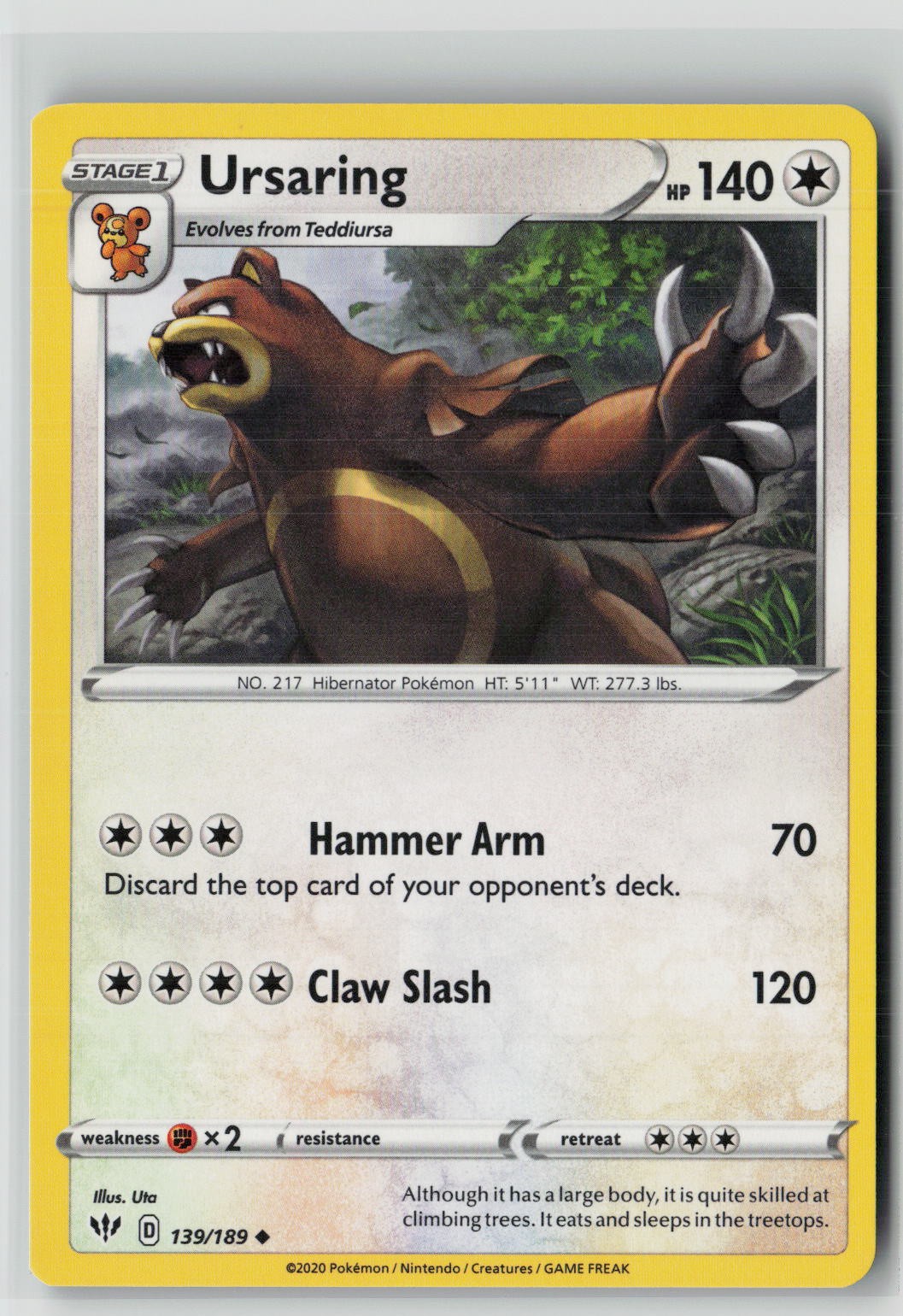 Ursaring (SWSH03: Darkness Ablaze 139/189) NM