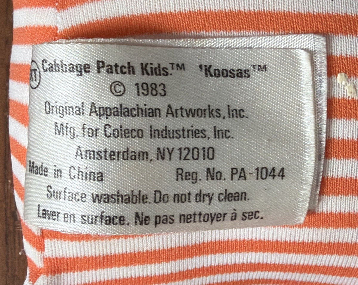 Cabbage Patch Kids Koosas Orange Striped Cat Pet Doll By Coleco 1983 Vintage