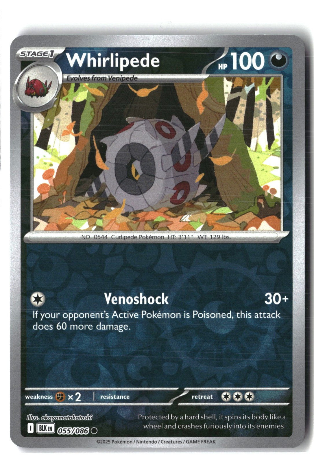 Whirlipede Reverse Holofoil NM (SV: Black Bolt 055/086)