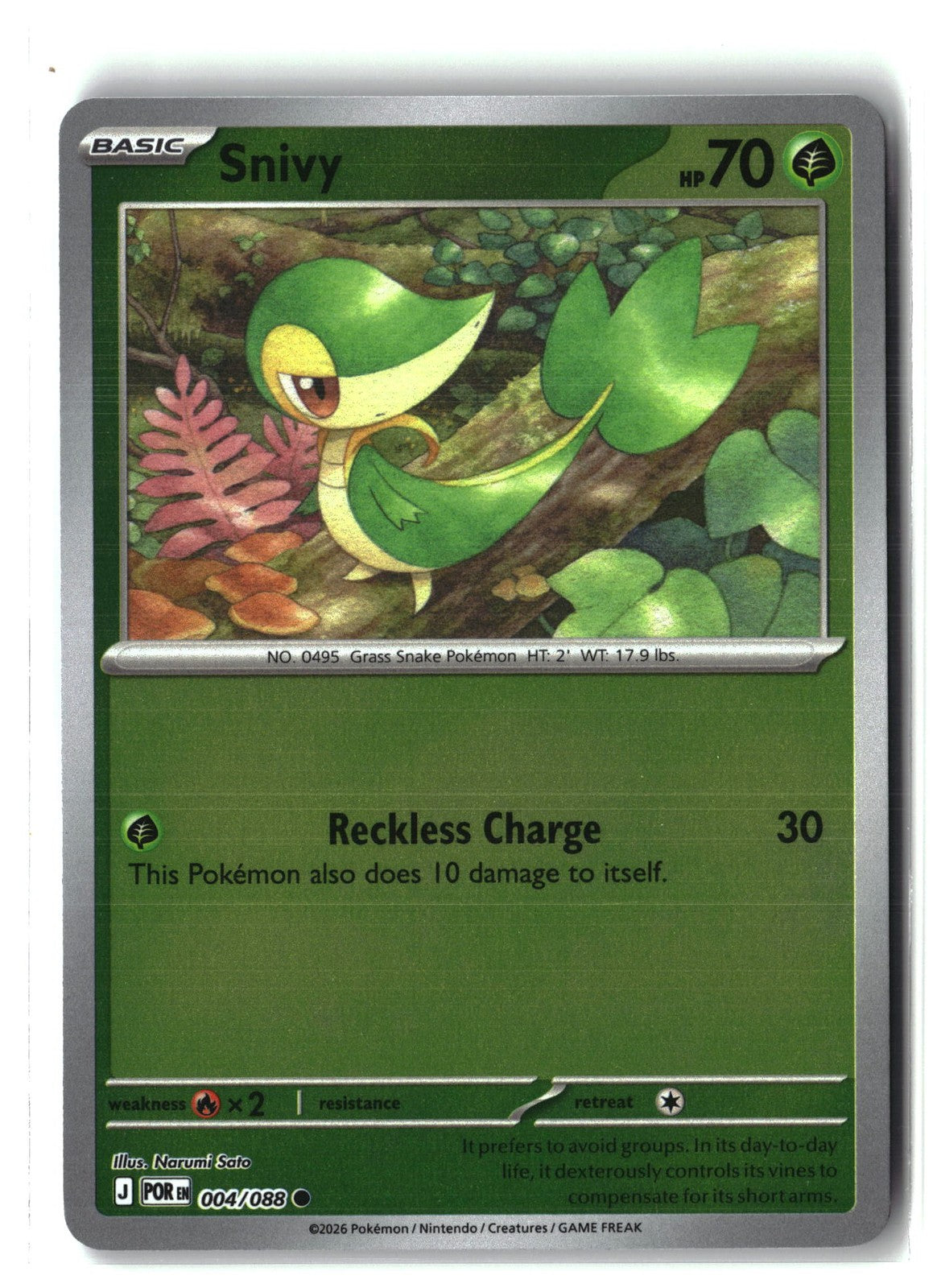 Snivy Reverse Holofoil NM (Perfect Order 004/088)