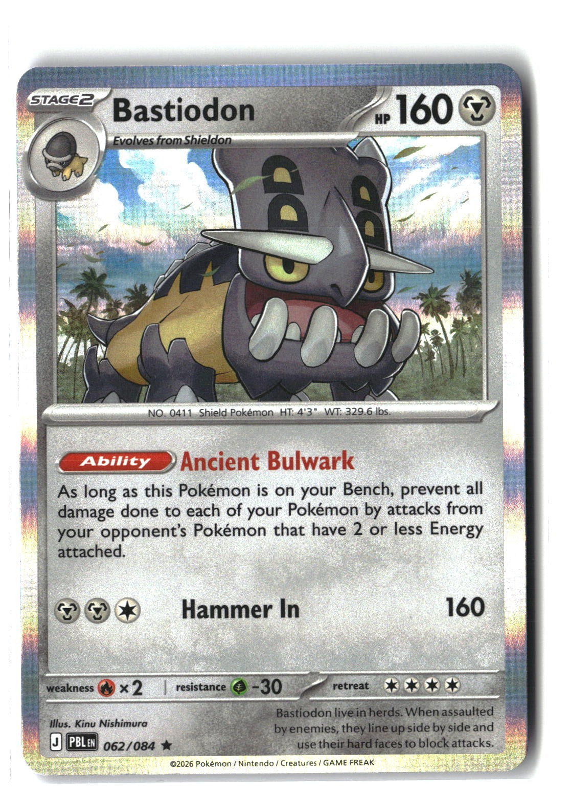 Bastiodon Holofoil NM (Pitch Black 062/084)
