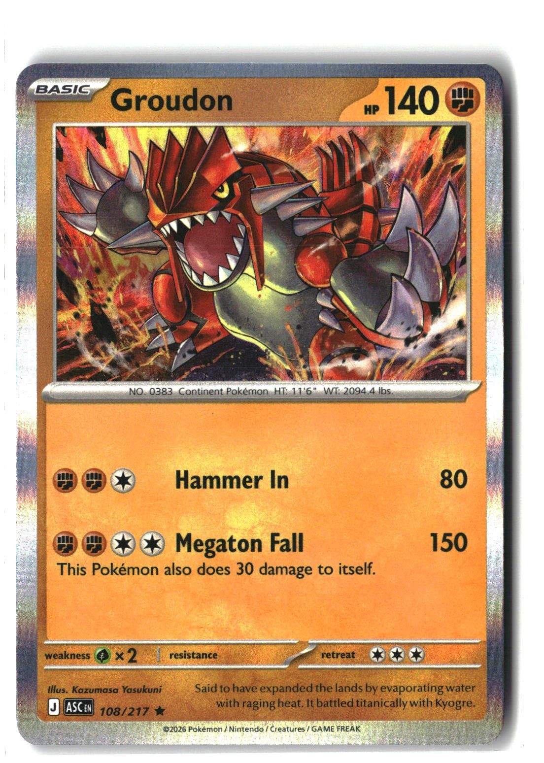 Groudon Holofoil NM (ME: Ascended Heroes 108/217)