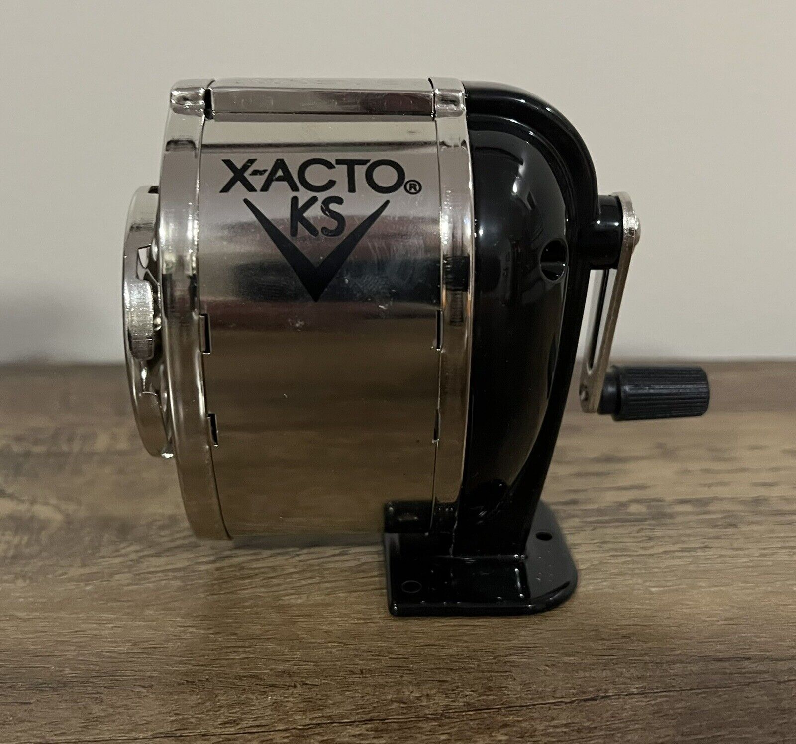 X-Acto KS Manual Classroom Pencil Sharpener Counter Wall-Mount Black/Chrome