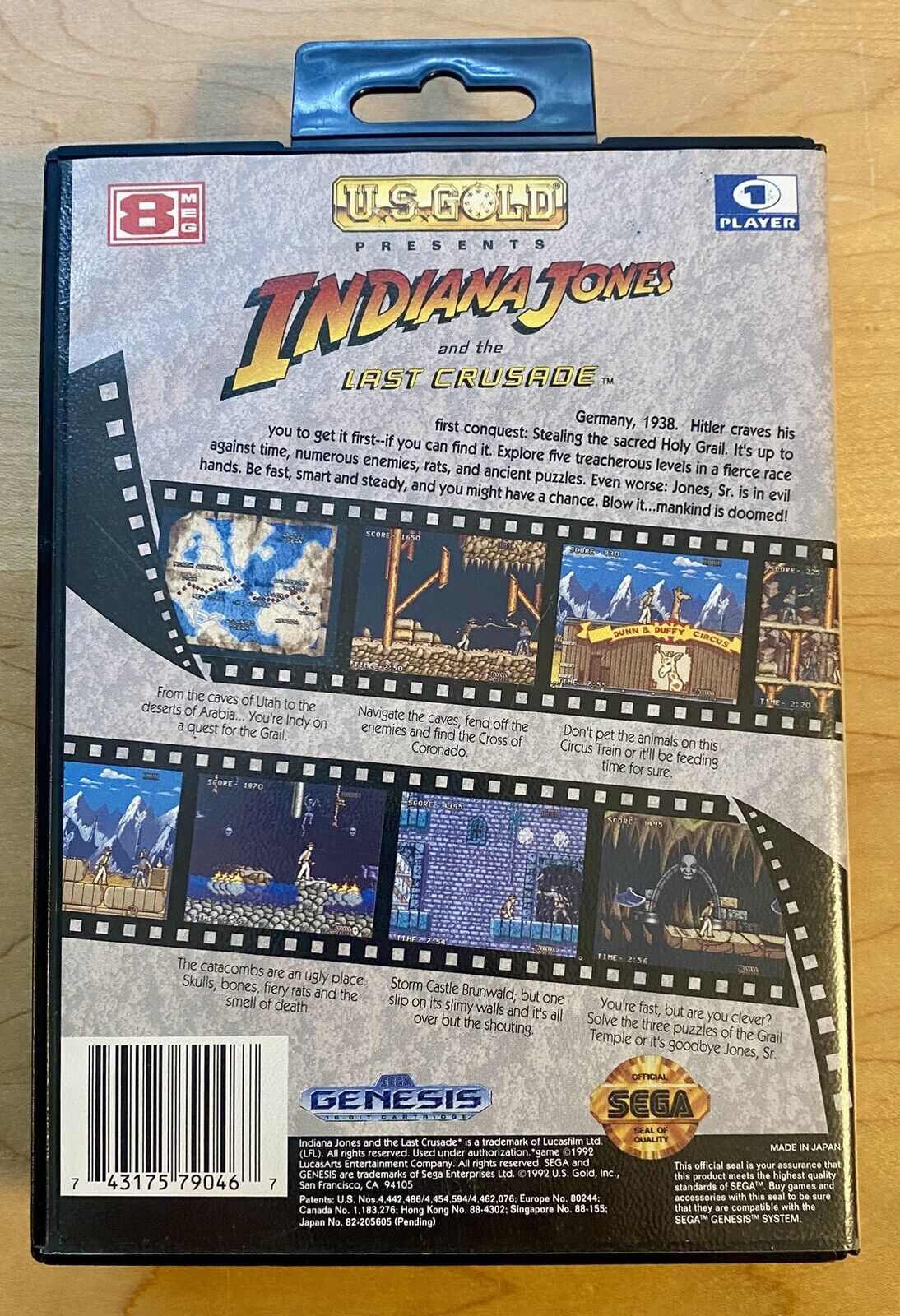 Indiana Jones and the Last Crusade (Sega Genesis, 1992) CIB W/ Manual & Reg Card