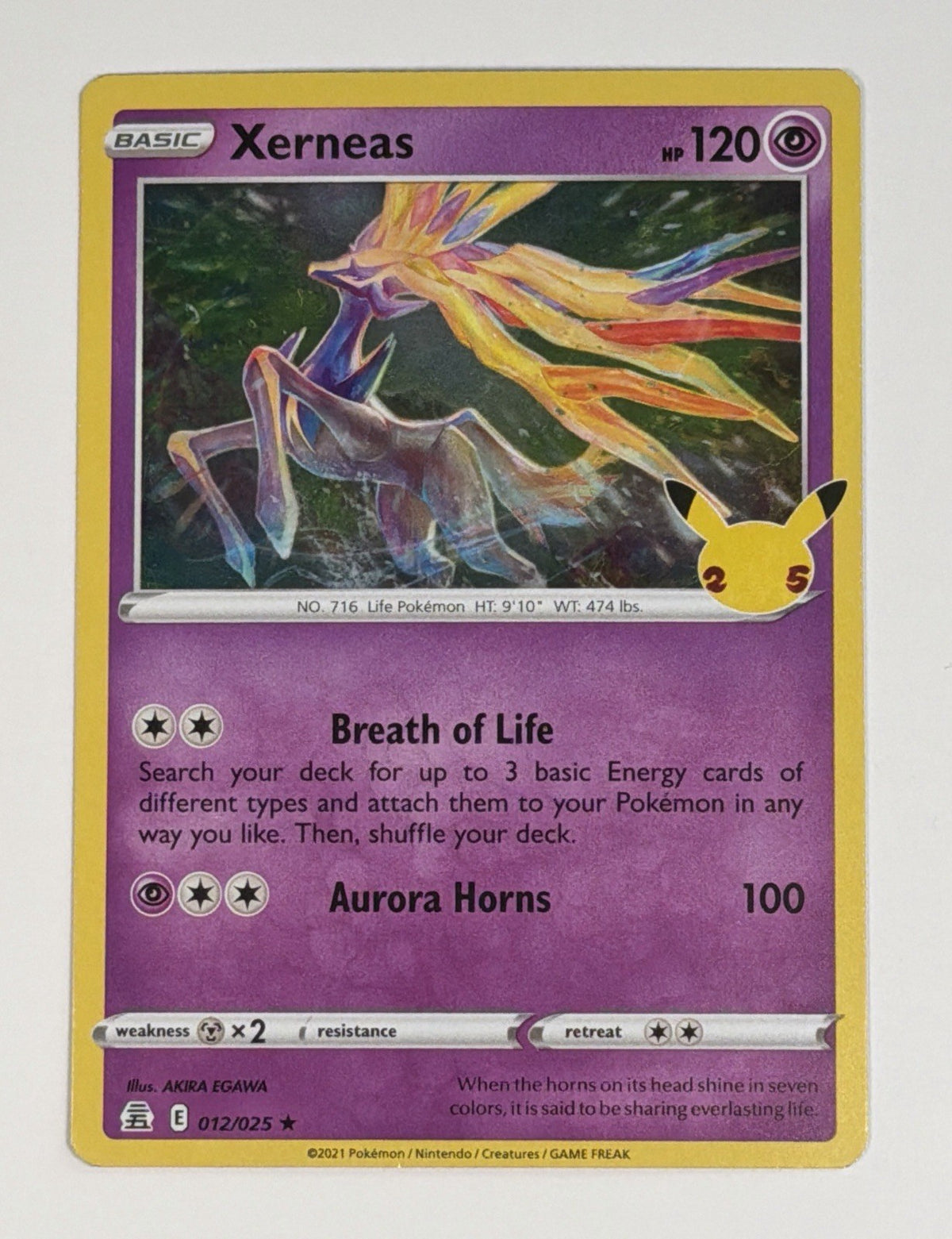 Xerneas 12/25 Holographic Rare 25th Anniversary Celebrations Pokémon TCG LP
