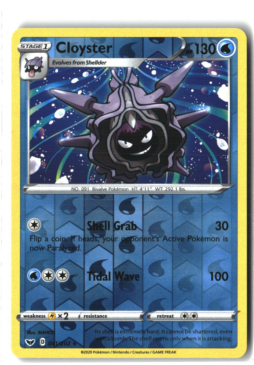 Cloyster Reverse Holofoil NM (SWSH01: Sword & Shield Base Set 041/202)