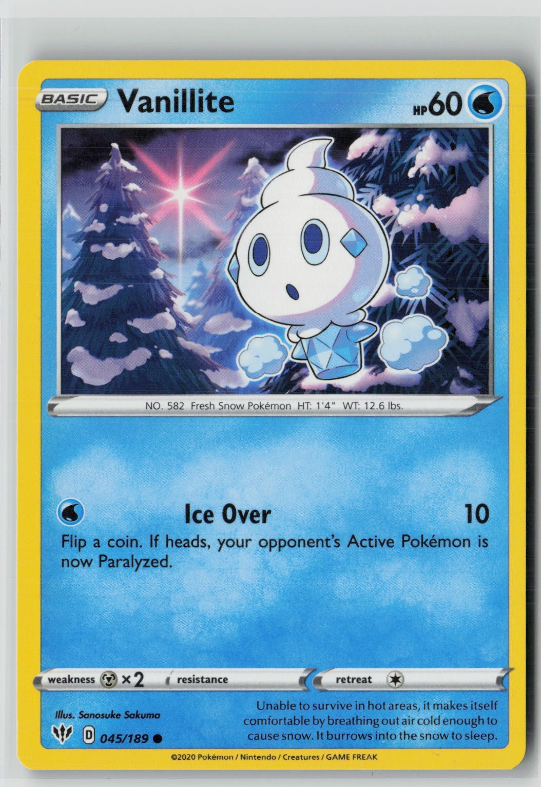 Vanillite (SWSH03: Darkness Ablaze 045/189) NM