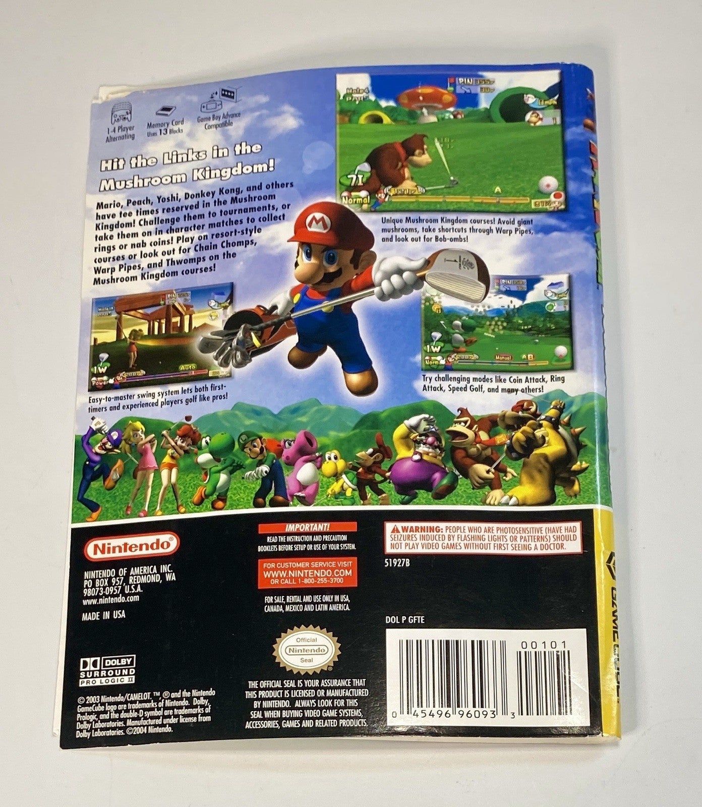 Mario Golf: Toadstool Tour (GameCube) Cover Art Only - No Game