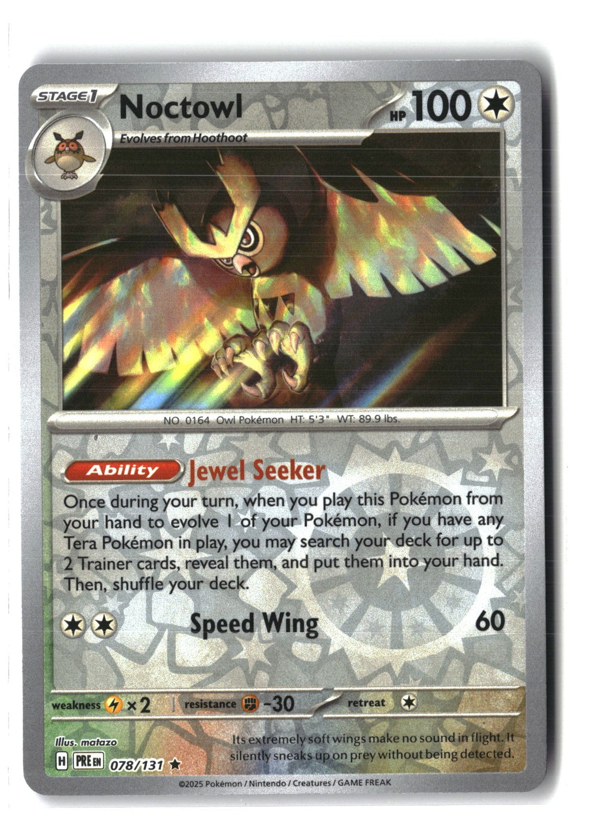 Noctowl Reverse Holofoil NM (SV: Prismatic Evolutions 078/131)