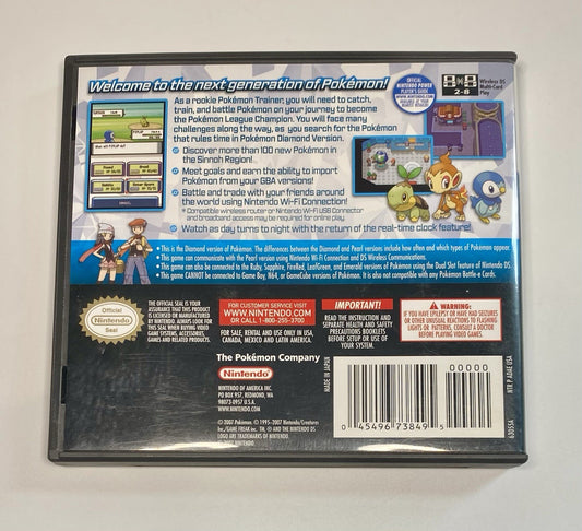 Pokémon Diamond Version DS 2007 NO GAME Case Manual and Inserts ONLY Great Cond