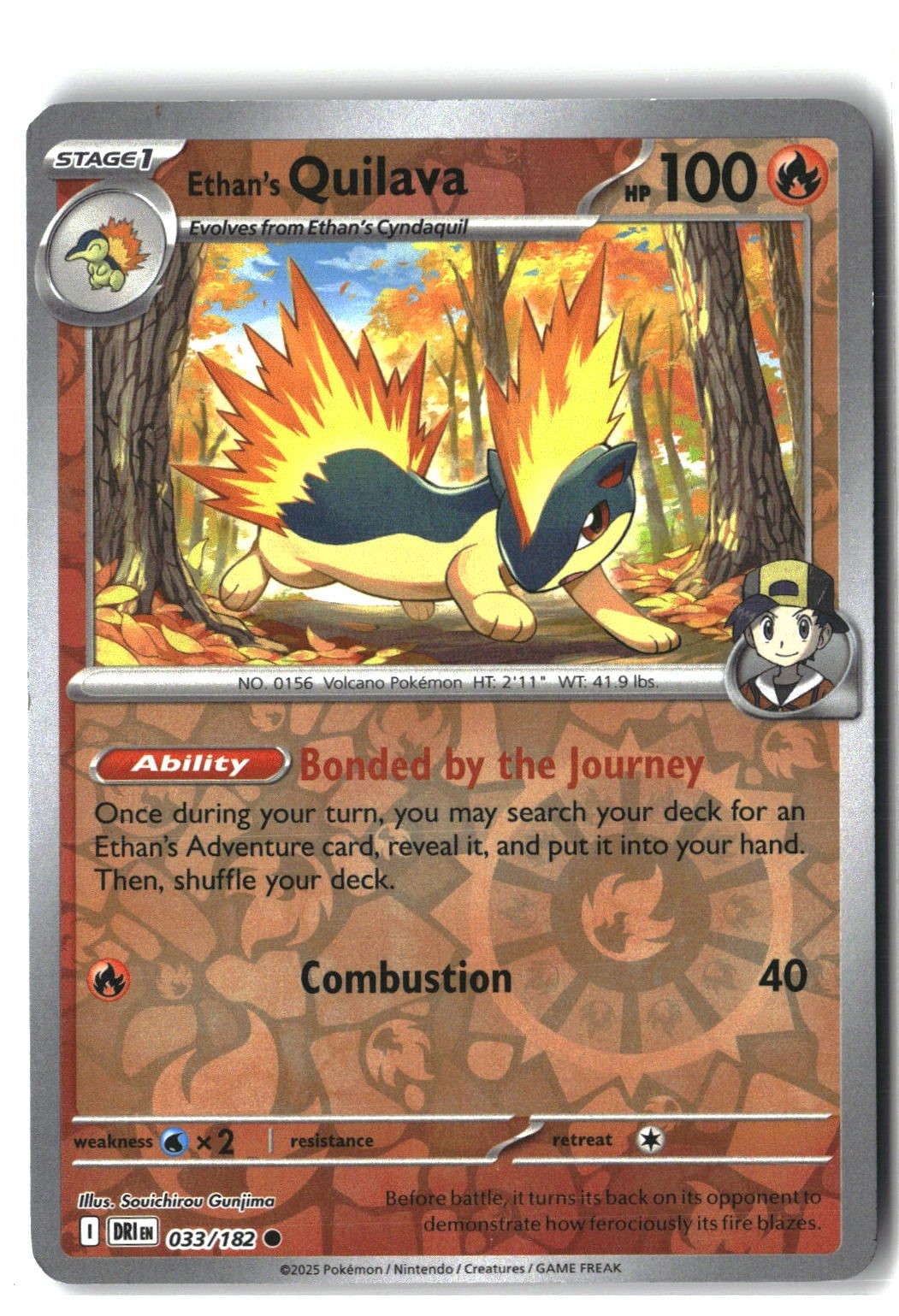 Ethan's Quilava Reverse Holofoil NM (Destined Rivals 033/182)