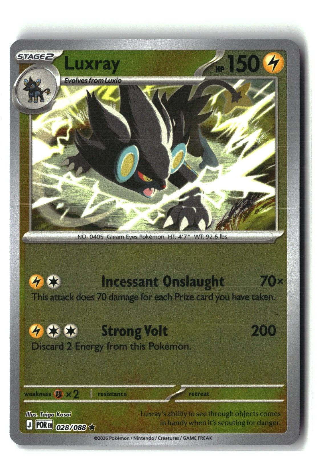 Luxray Reverse Holofoil NM (Perfect Order 028/088)