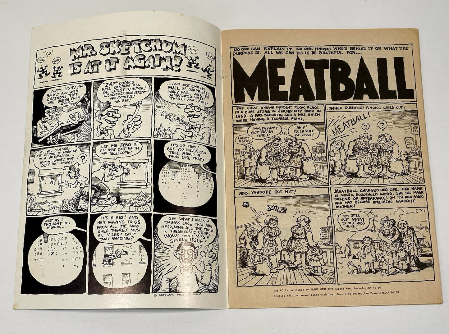 ZAP COMIX No. #0 8th PRINTING - ROBERT CRUMB - APEX NOVELTY COMPANY