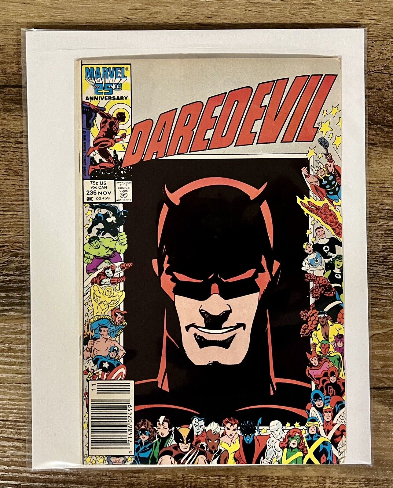 DAREDEVIL 236 VF+ White Pages MARVEL 1986! 25TH ANNIVERSARY COVER