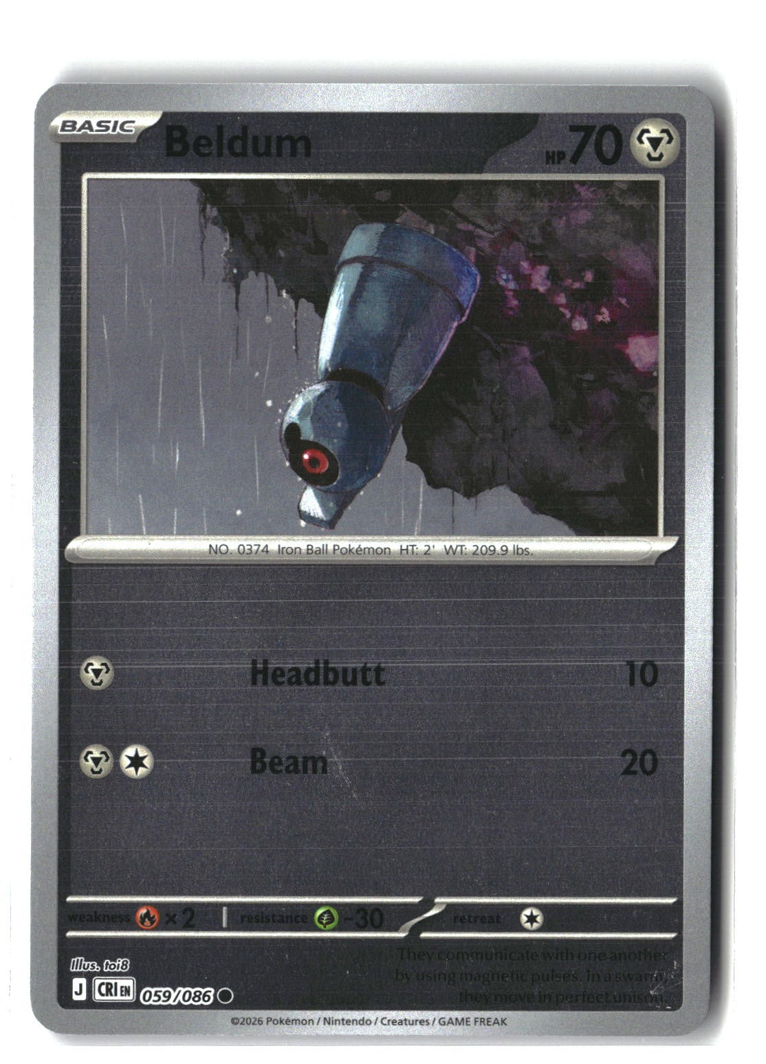 Beldum Reverse Holofoil NM (Chaos Rising 059/086)