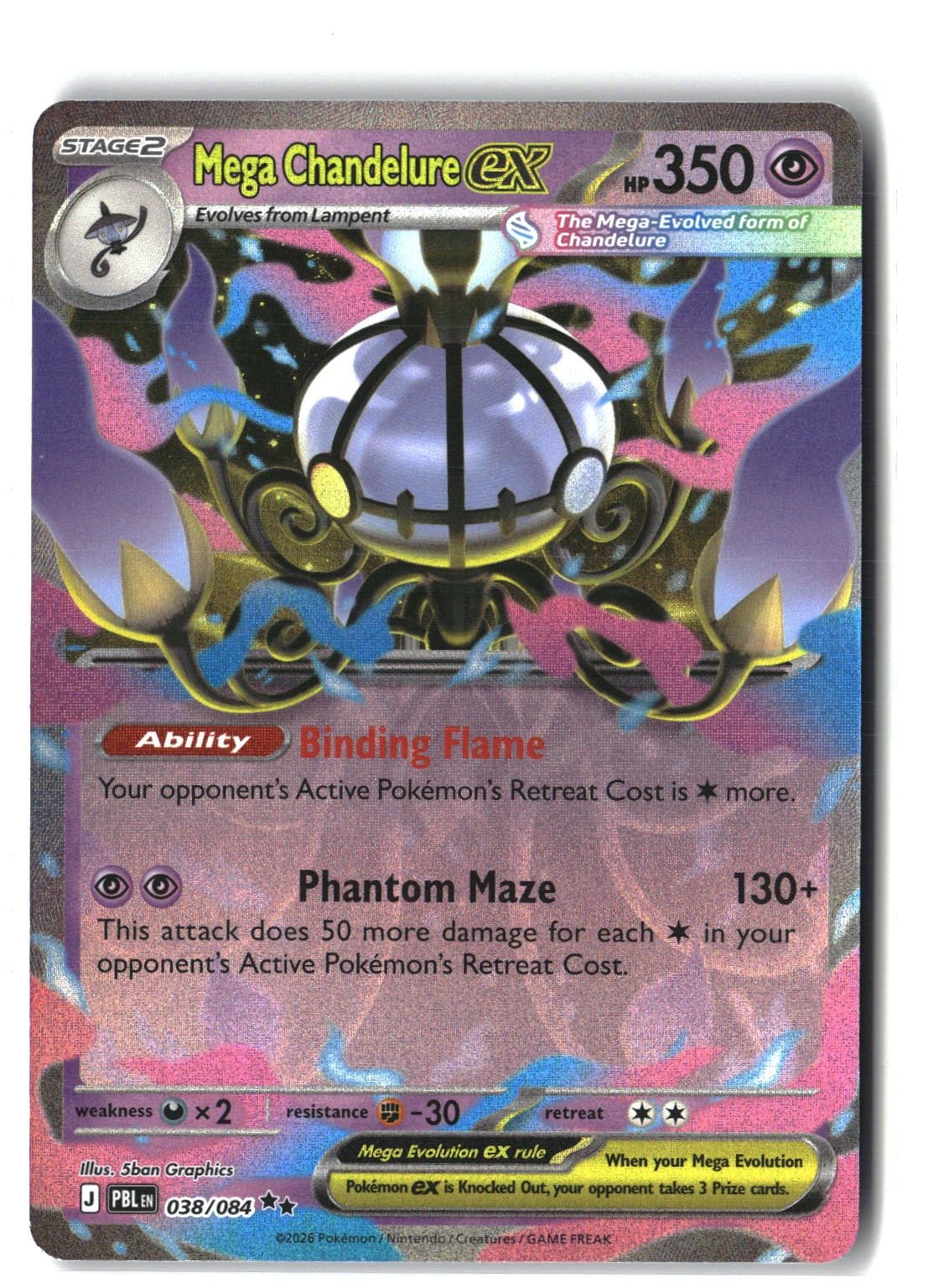Mega Chandelure ex Holofoil NM (Pitch Black 038/084)