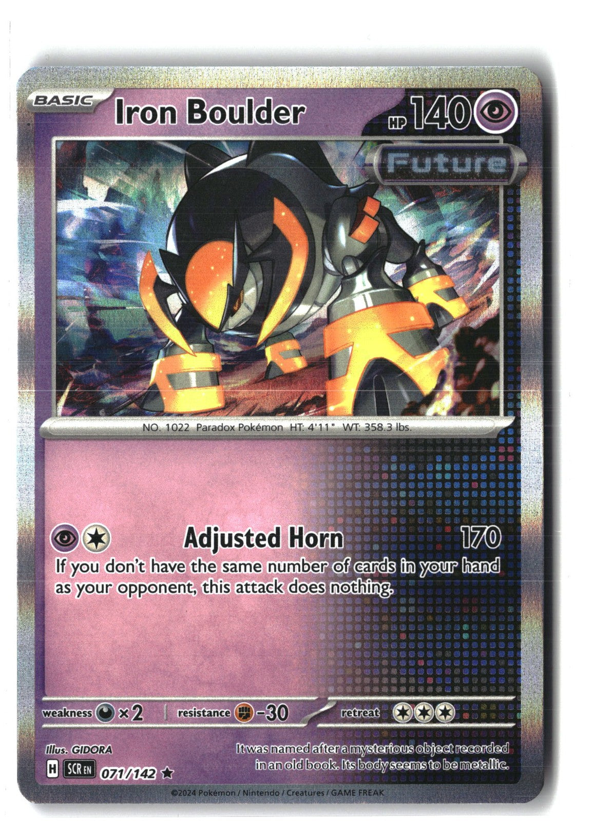 Iron Boulder Holofoil NM (Stellar Crown 071/142)
