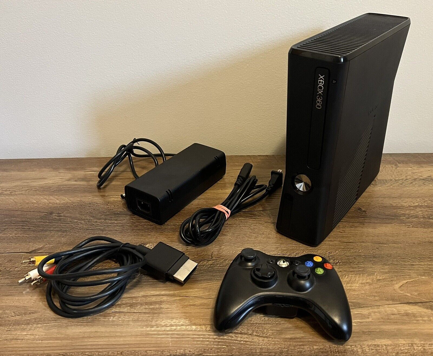 Microsoft Xbox 360 Console Slim Black W/ Box, Controller & Cords Tested & Works!