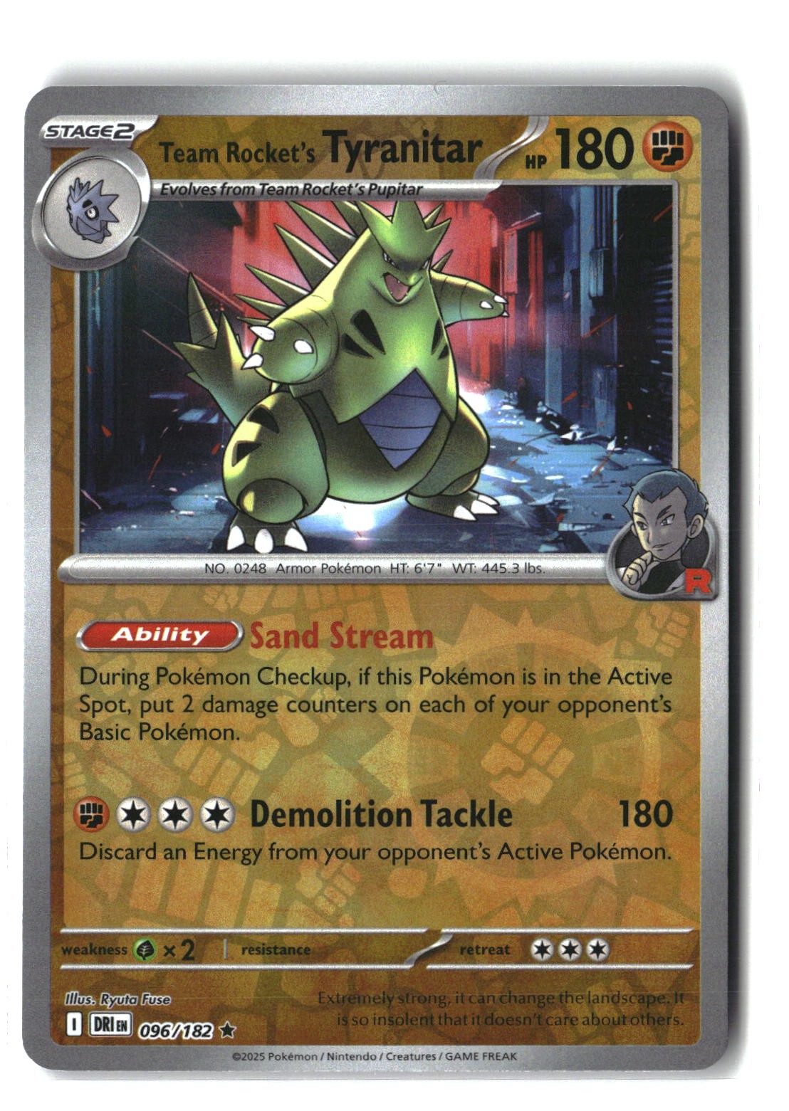 Team Rocket's Tyranitar Reverse Holofoil NM (Destined Rivals 096/182)