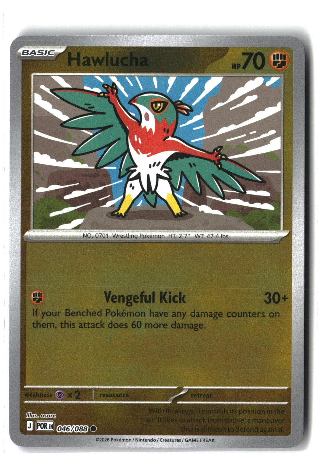 Hawlucha Reverse Holofoil NM (Perfect Order 046/088)