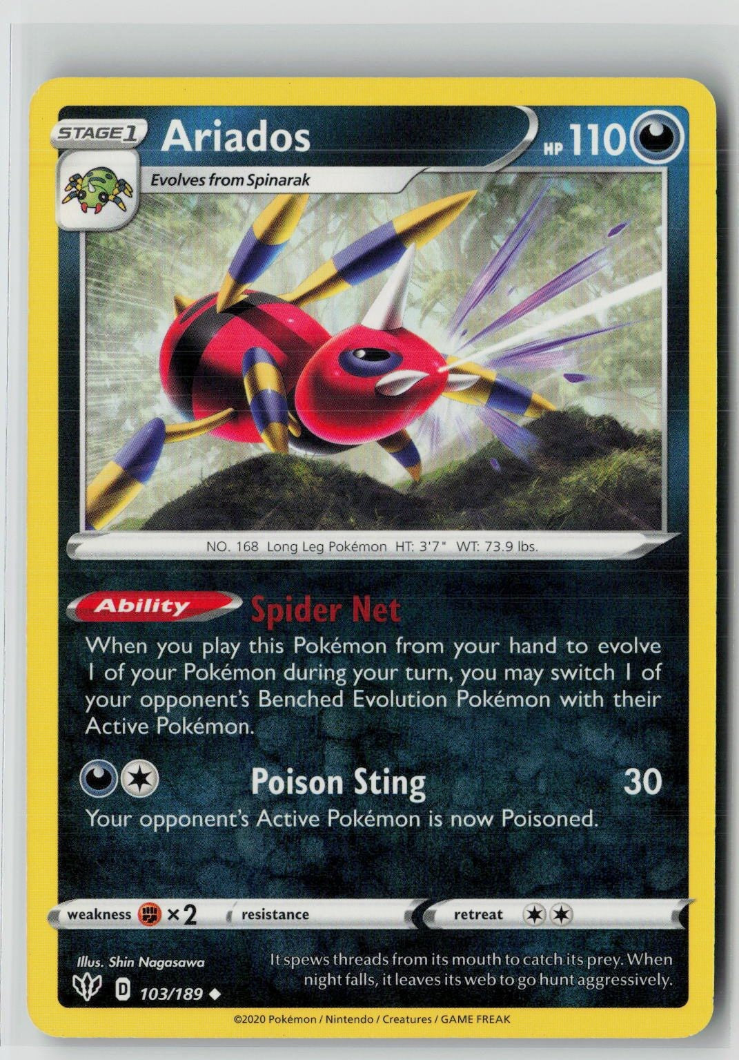 Ariados (SWSH03: Darkness Ablaze 103/189) NM