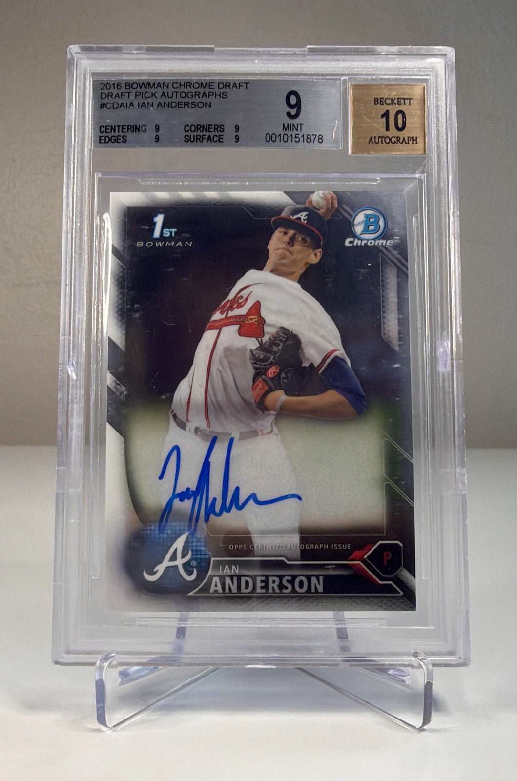 2016 Bowman Chrome Draft Ian Anderson Autograph BGS 9 Mint #CDAIA