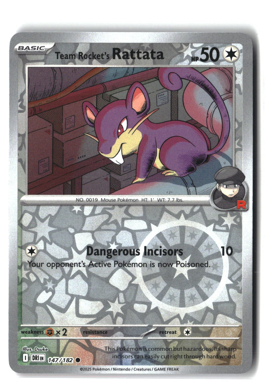 Team Rocket's Rattata Reverse Holofoil NM (Destined Rivals 147/182)