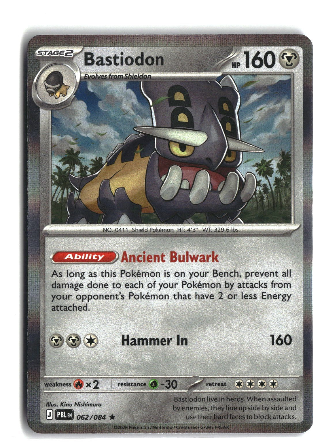 Bastiodon Reverse Holofoil NM (Pitch Black 062/084)