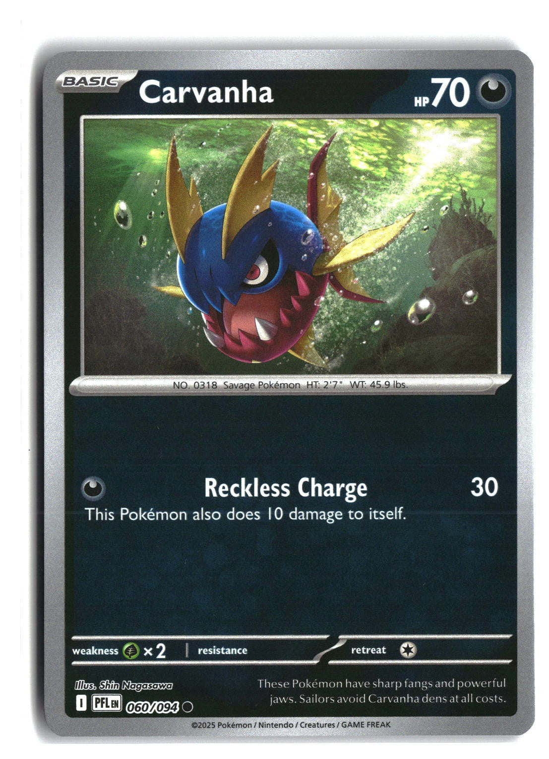 Carvanha Reverse Holofoil NM (Phantasmal Flames 060/094)