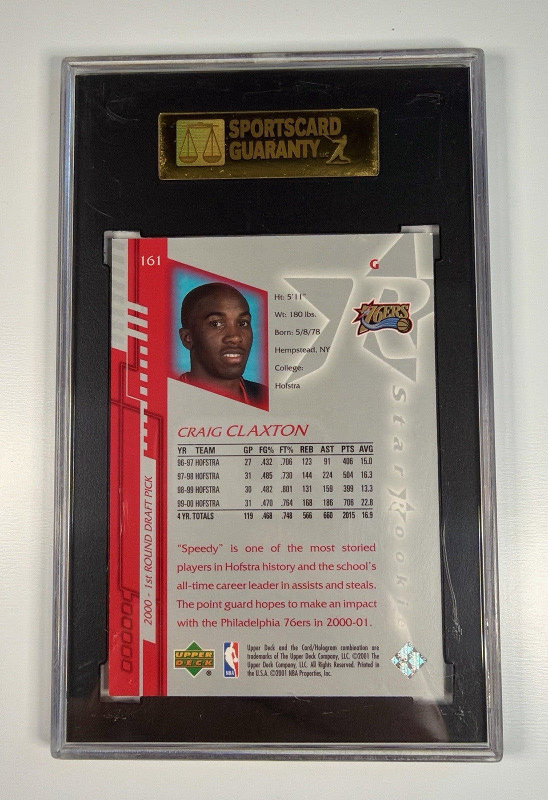 2000-01 Upper Deck Encore Star Rookie Craig Claxton #161 SGC 92 NM/MT+ 8.5 Holo