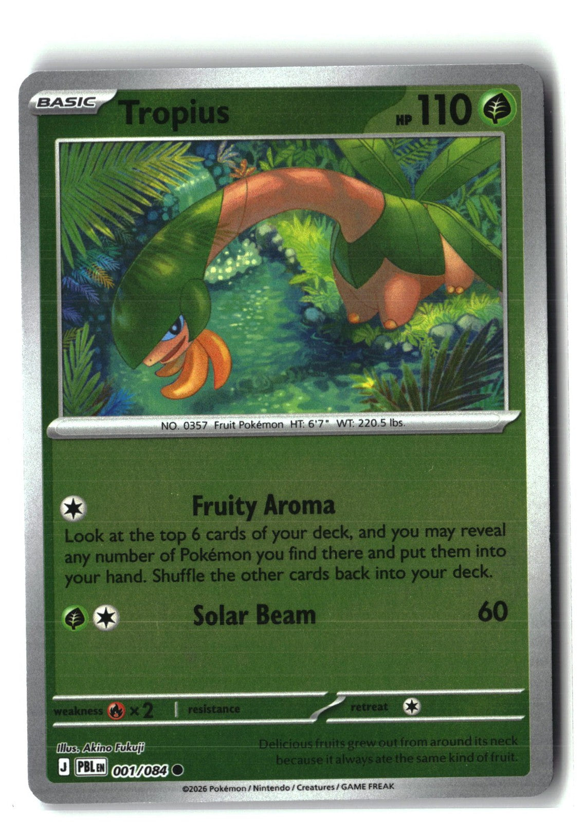 Tropius Reverse Holofoil NM (Pitch Black 001/084)