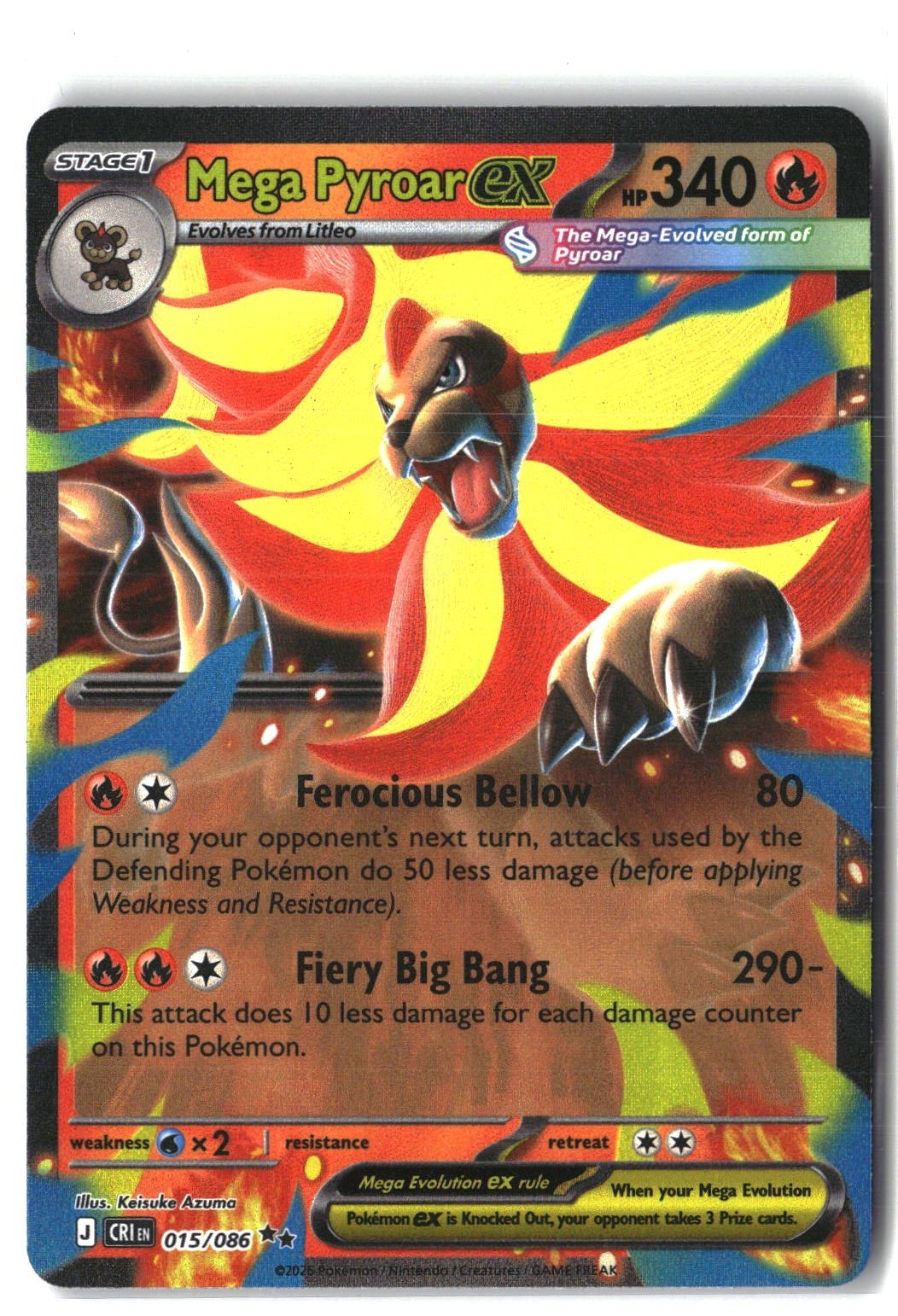 Mega Pyroar ex Holofoil NM (Chaos Rising 015/086)