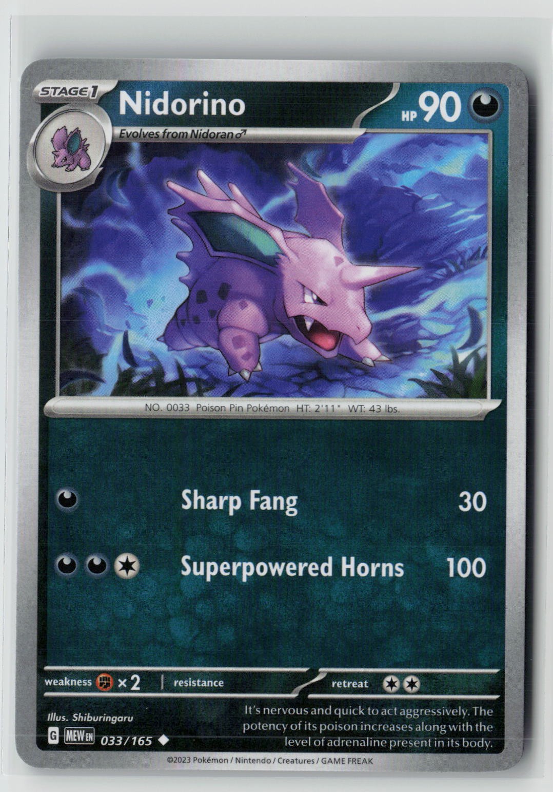 Nidorino (SV: Scarlet & Violet 151 033/165) NM