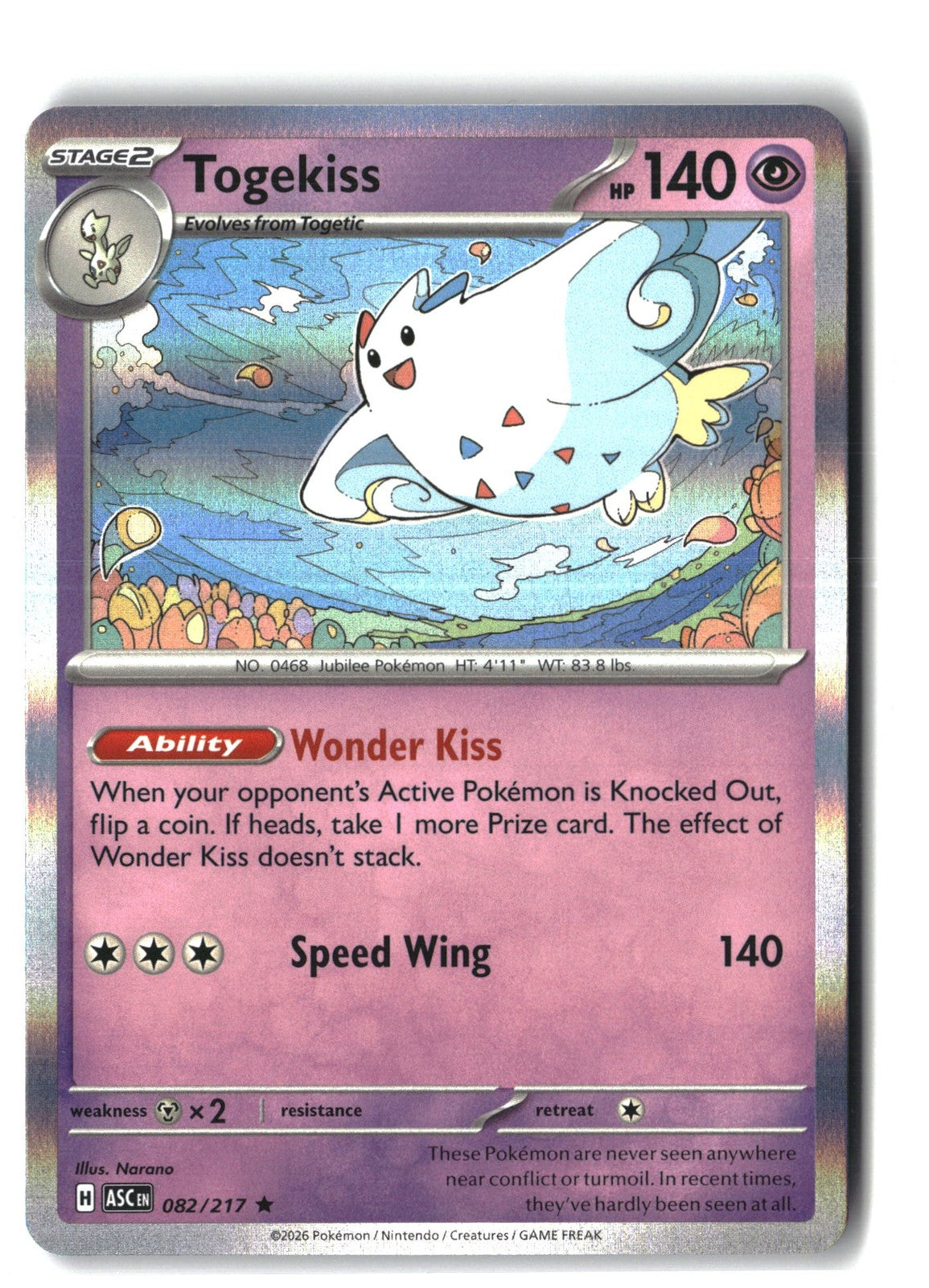 Togekiss Holofoil NM (ME: Ascended Heroes 082/217)