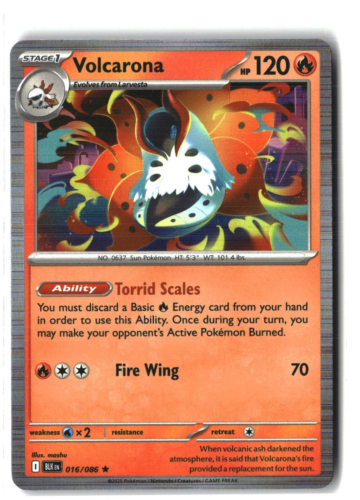 Volcarona Holofoil NM (SV: Black Bolt 016/086)