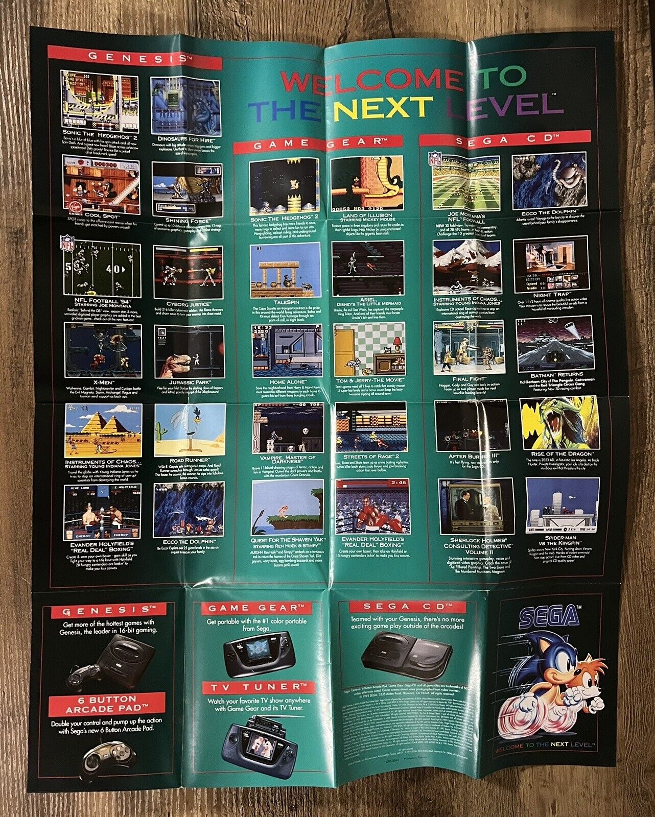 1993 Sega Genesis 2-sided poster Jurassic Park Welcome to the Next Level