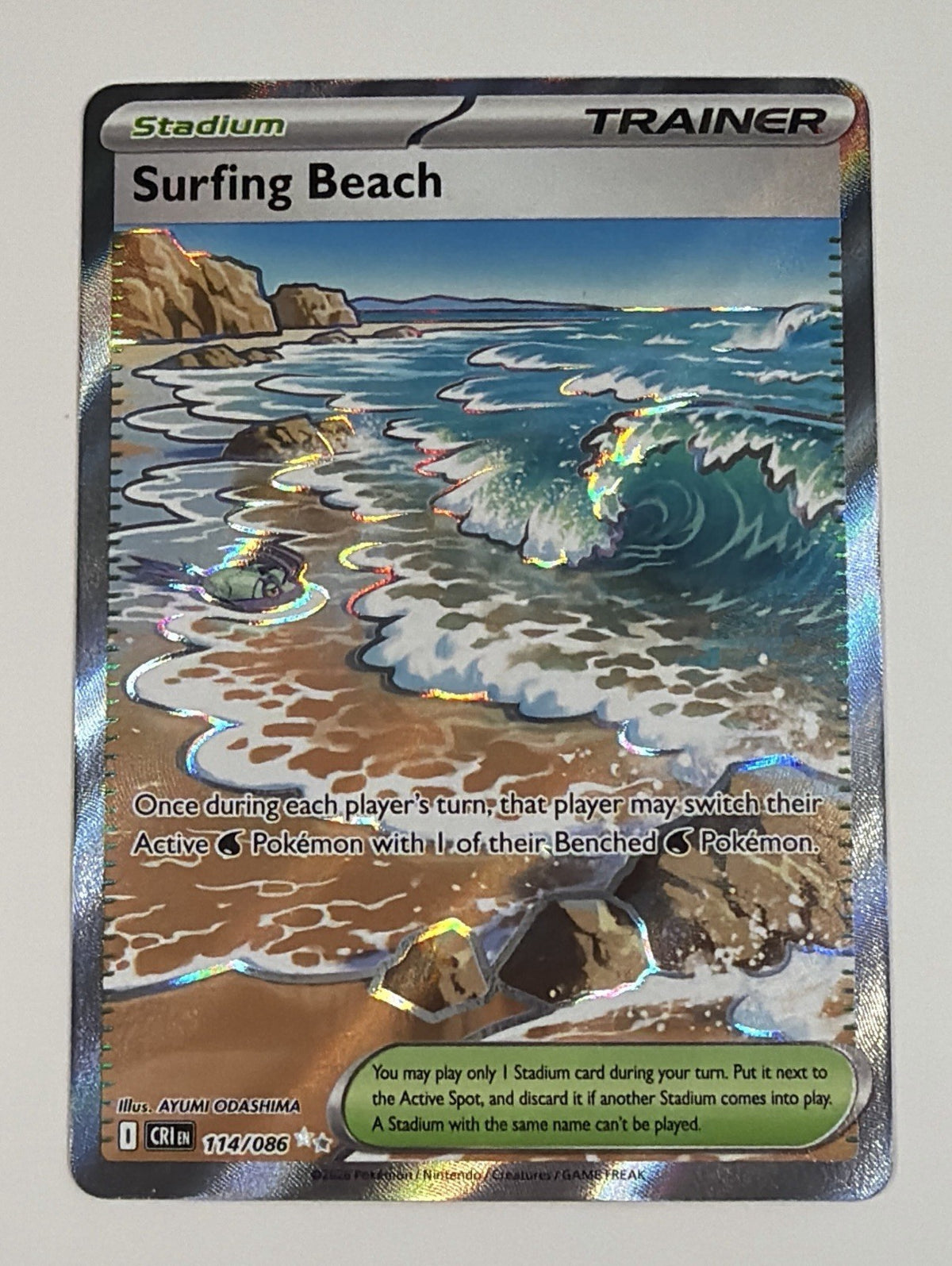 Surfing Beach Holo 114/086 Ultra Rare Chaos Rising Pokemon TCG NM Near Mint