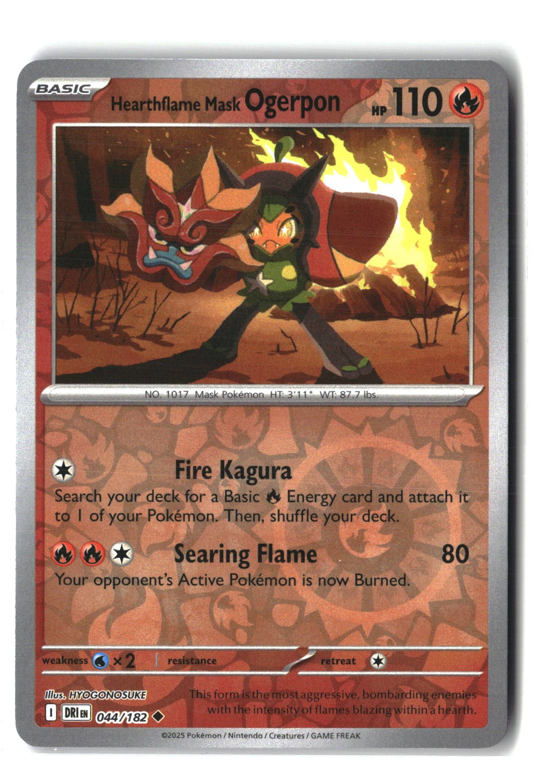 Hearthflame Mask Ogerpon Reverse Holofoil NM (Destined Rivals 044/182)