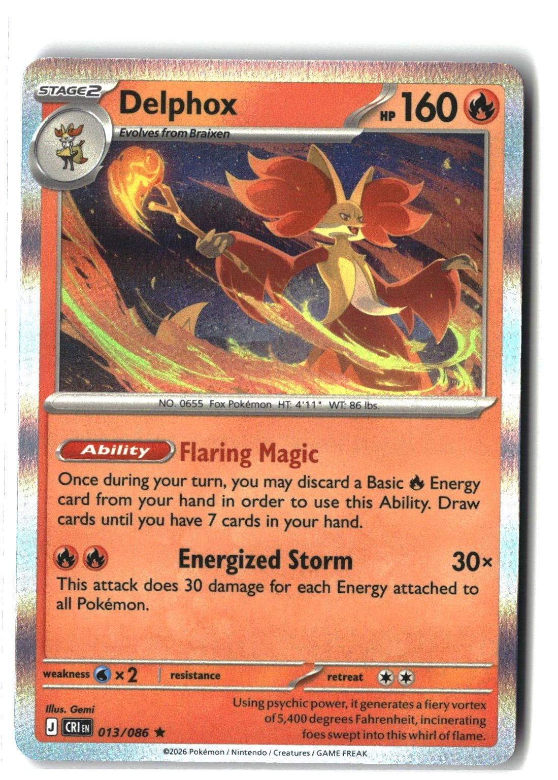 Delphox Holofoil NM (Chaos Rising 013/086)